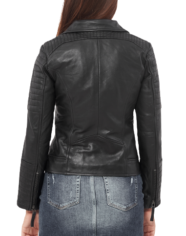 Womens Sloane Genuine Lambskin Biker Leather Jacket