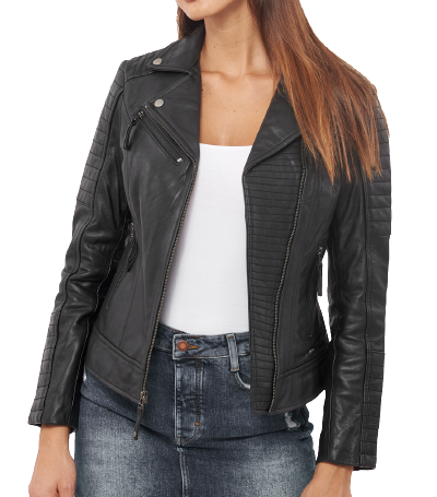 Womens Sloane Genuine Lambskin Biker Leather Jacket