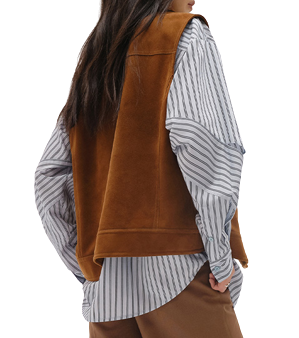 Womens Nyla Genuine Lambskin Suede Leather Vest