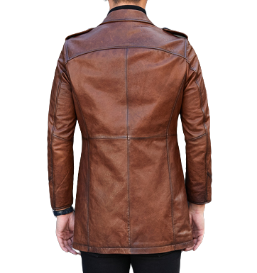 Mens Koen Front Button Genuine Lambskin Leather Coat