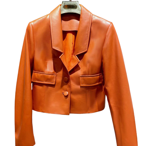 Womens Noelle Genuine Lambskin Leather Short Jacket