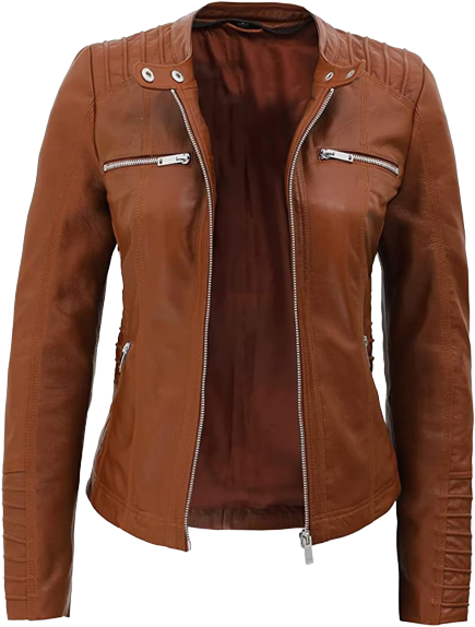 Womens Chaya Genuine Brown Leather Hooded Bomber Jacket