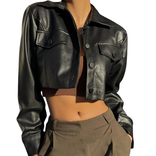 Womens Arleth Genuine Lambskin Leather Short Jacket