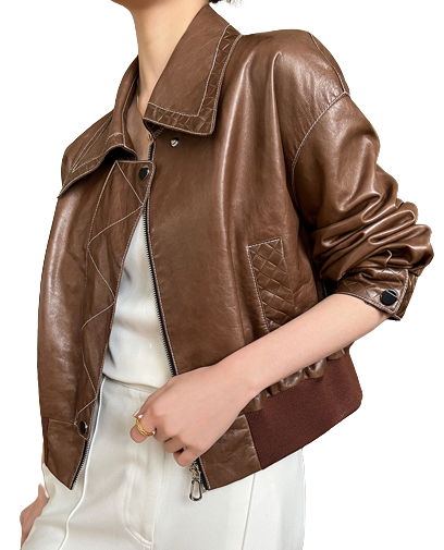 Womens Raelynn Genuine Lambskin Leather Bomber Jacket