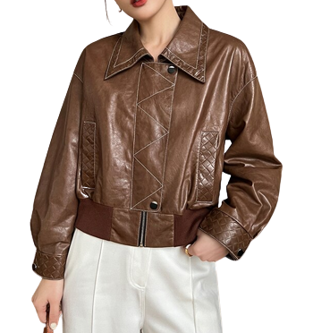 Womens Raelynn Genuine Lambskin Leather Bomber Jacket