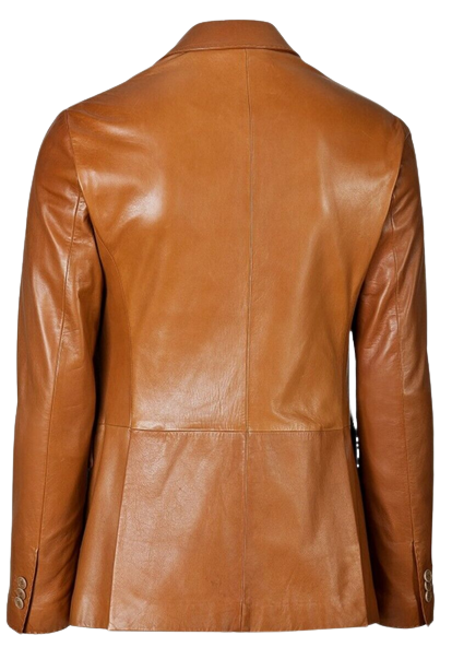Mens Bryce Front Button Genuine Lambskin Leather Blazer
