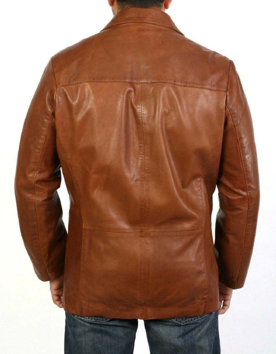 Mens Beckett Front Button Genuine Lambskin Leather Blazer