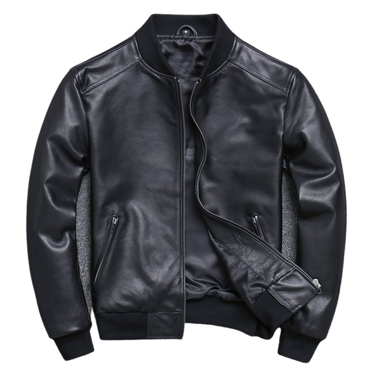 Mens Apollo Genuine Lambskin Leather Bomber Jacket