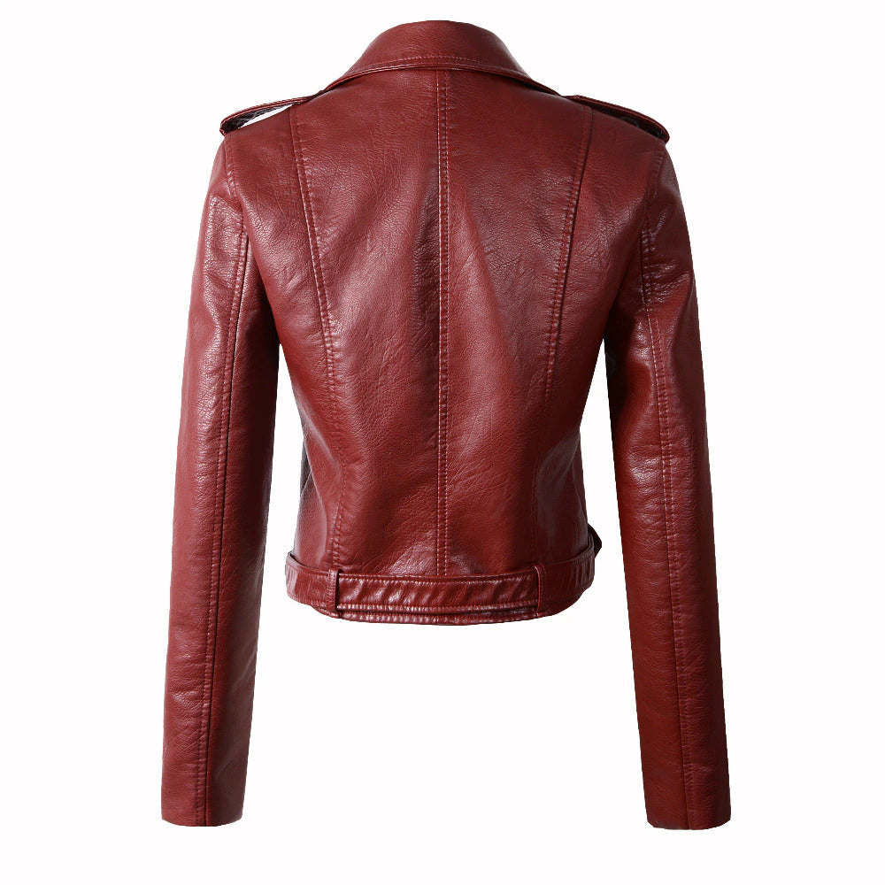 Womens Azalea Genuine Lambskin Biker Leather Jacket
