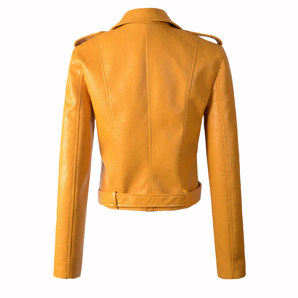 Womens Azalea Genuine Lambskin Biker Leather Jacket