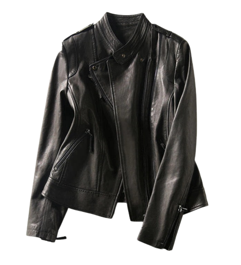Womens Flora Genuine Lambskin Biker Leather Jacket