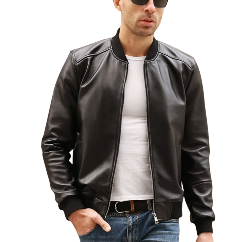 Mens Eliam Genuine Real Leather Bomber Jacket