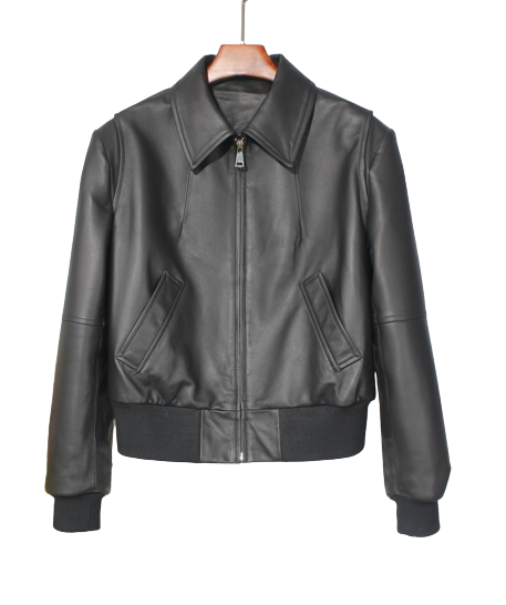 Womens Freyja Genuine Lambskin Leather Bomber Jacket