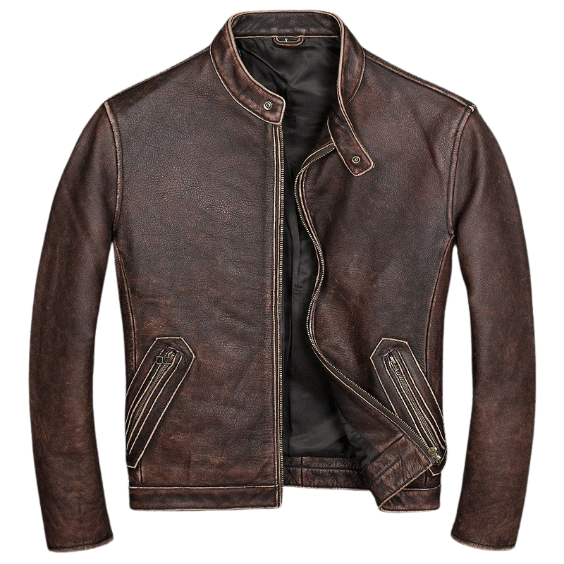 Mens Xavier Moto Fit Genuine Cowhide Leather Jacket